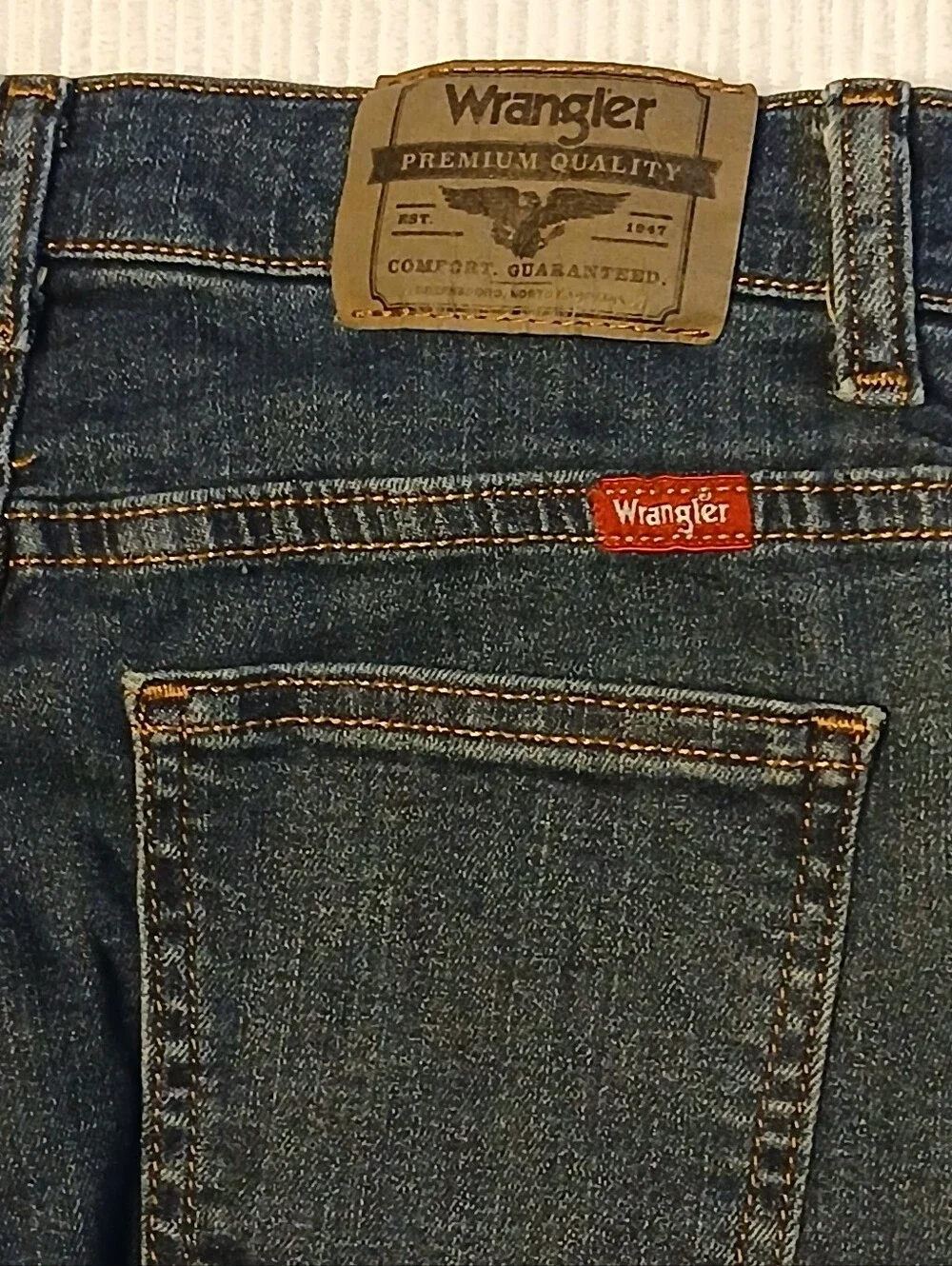 Wrangler Boys Size 12 Slim Denim Jeans With Adjustable Waist, Dark Wash